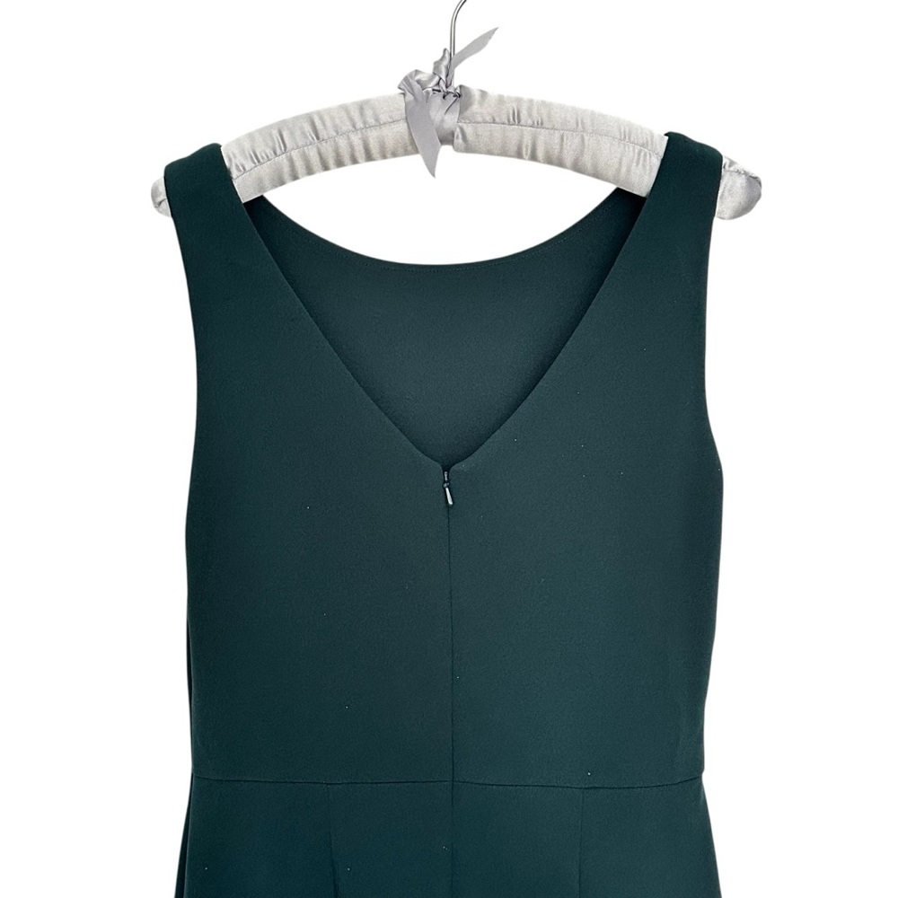 NEW BETSY & ADAM Christine‎ Scuba Crepe Ruffled Bow Gown Pine Sleeveless Size 8 - Picture 6 of 9